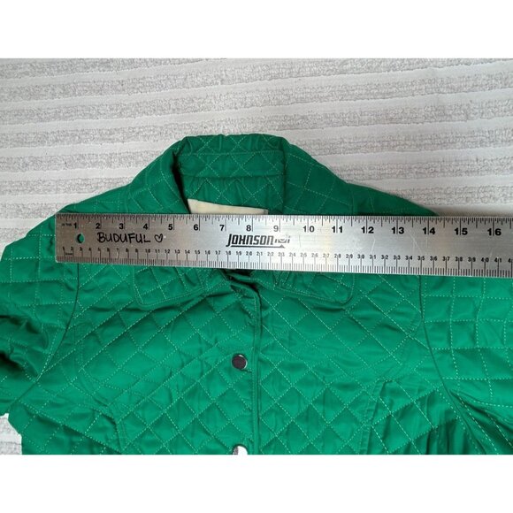 Doncaster Womens Green Quilted Jacket Size 2 Lightweight Pockets Snap Closure - Picture 7 of 10